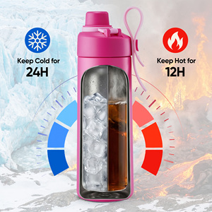 18oz Stainless Steel Insulated Water Bottle Flip Spout Lid Silicone Carry Strap Double Wall Vacuum Flask 24H Cold 12H Hot Cup - Product Image 3