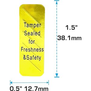 Etiquetas de Seguridad para Alimentos con Sello de Seguridad, Rectangulares, Autoadhesivas, con Lámina Dorada, para Frescura y Seguridad, Uso Industrial - Product Image 3