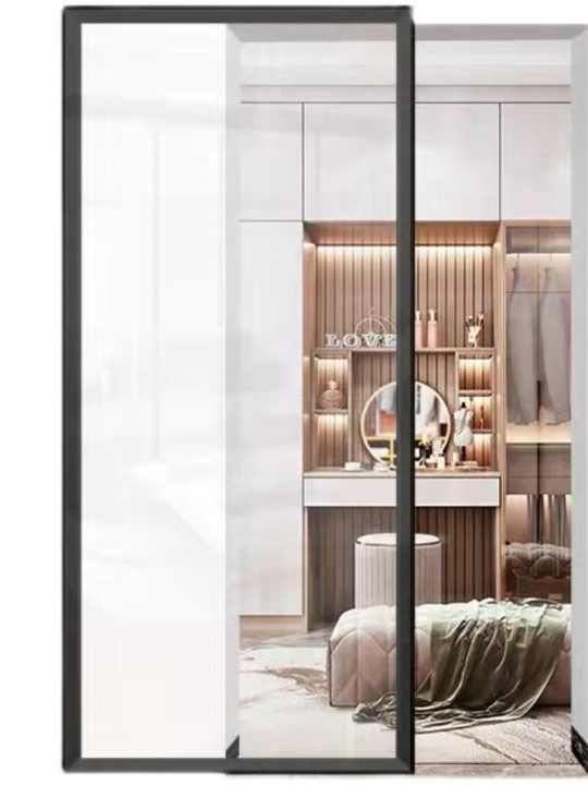 simple design mirror sliding bathroom door Hidden Track System Wall ...