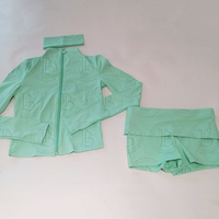 Pakaian Musim Panas 2026 Set Yoga Wanita Custom LOGO Set Olahraga Jaket Setengah Resleting Lengan Pendek dan Celana Pendek Set 2 Potong Tracksuit