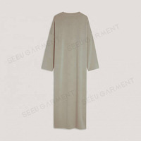 Nouvelle Abaya Grise Oversize Personnalisée pour Femme, Robe Longue Décontractée Islamique à Épaules Tombantes et Manches Longues pour l'Aïd