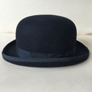 High Quality Wool Felt Hat Unisex Black Vintage 100 Wool Bowler Hat - Product Image 3