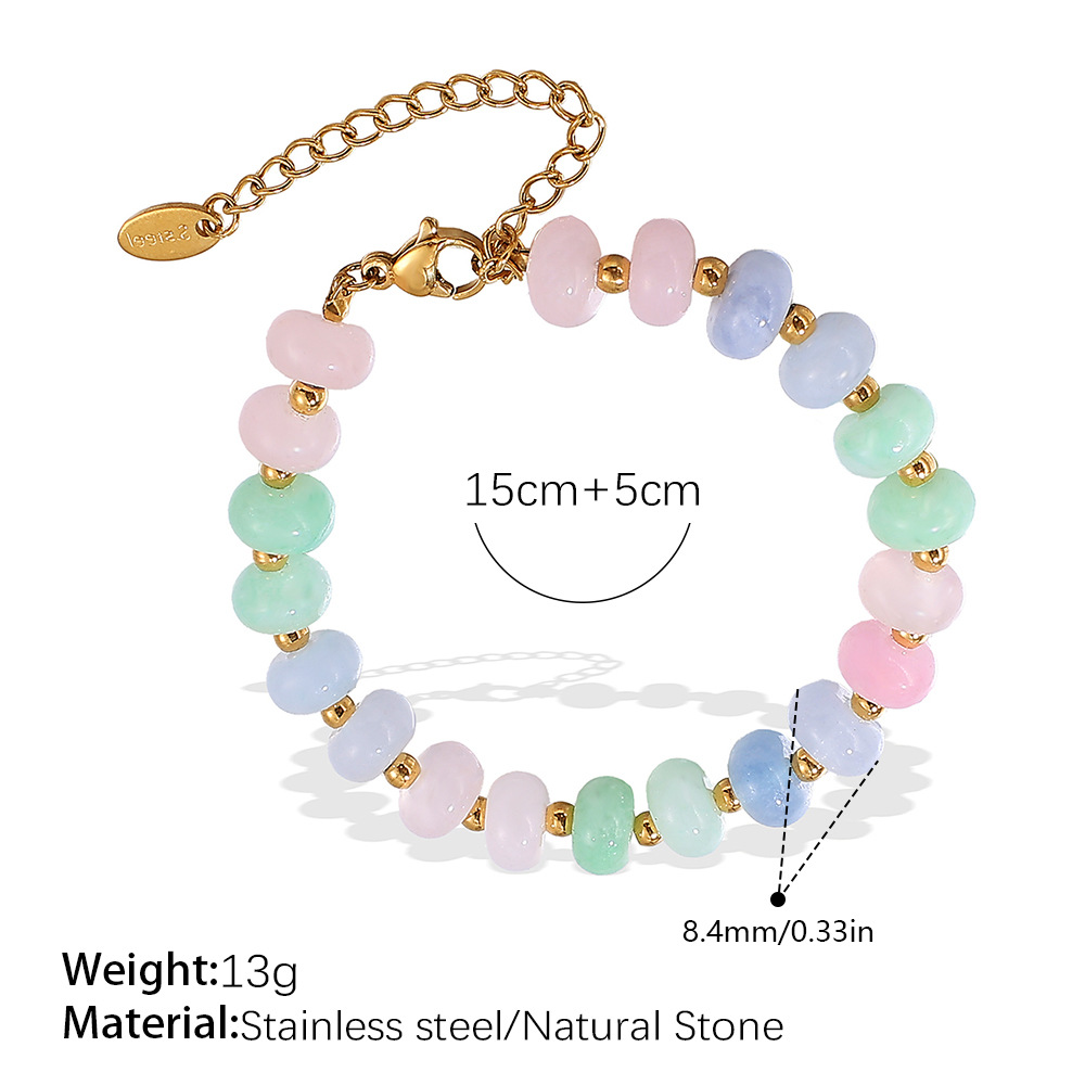 SL230PGG Pulsera de piedra natural verde rosa