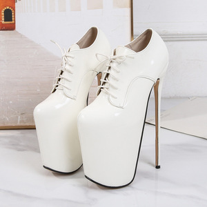 Nuove Scarpe <span class=keywords><strong>con</strong></span> Tacco Alto 22cm 2026, Punta Rotonda <span class=keywords><strong>con</strong></span> <span class=keywords><strong>Lacci</strong></span> <span class=keywords><strong>Rossi</strong></span>, Scarpe Sottili per Modelli da Nightclub e Calzature Femminili - Product Image 3