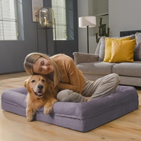 Lit pour chien Cocon classique et confortable, imperméable, avec mousse orthopédique alvéolée, rebord 360°, emballage carton, pour grands chiens, amovible
