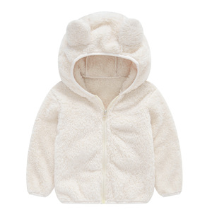 Manteau à capuche avec oreilles d'ours pour filles, <span class=keywords><strong>veste</strong></span> à capuche pour garçons, pull en fourrure de couleur unie, style décontracté pour les nouveaux bébés et les tout-petits - Product Image 1