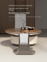 Table basse de luxe de style Foshan, minimaliste et moderne, en bois massif et dalle de pierre, de forme irrégulière, avec espace de rangement, adaptée pour