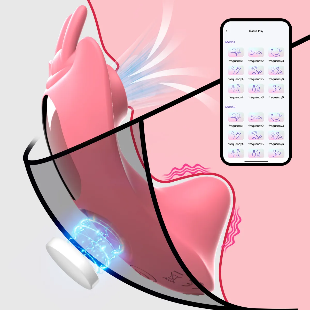 9 Frequenz Klitoris saugender Vibrator Sexspielzeug, Klitoris sauger drahtloser Klitoris-Stimulator tragbarer Höschen-Vibrator für Erwachsene Frauen