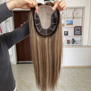 พร้อมส่ง ท็อปเปอร์ผมแท้แบบยุโรป เวอร์จิ้น ดับเบิ้ลดรอว์น เรมี่ ขนาด 6.5"x7" ฐานผ้าไหม สำหรับผู้หญิงที่มีปัญหาผมร่วง - Product Image 1