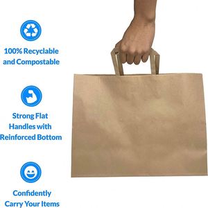 Paper Shopping <b>Bags</b> <b>Large</b> with Handles Heavy Duty Kraft <b>Bags</b> With Wide Base Retail Shopping Restaurant Luxury Wedding Paper <b>Bag</b> - Product Image 6