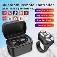 S20 tetikus nirkabel cerdas portabel, tetikus nirkabel cincin remote control, dengan wadah pengisi daya (putih), tetikus tujuan umum