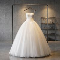 Nouvelle Robe de Mariée S0613N Coupe A-Line Sexy Bustier en Dentelle avec Traîne Chapelle Longueur Ras du Sol Style Moderne Grande Taille
