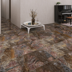 Nanhai Factory Luxus Steinboden Wandfliesen Dunkelbraun Marmor optik Glänzend Voll glasiert 600x1200 Porzellan Schamotte stein Anti-Rutsch - Product Image 2