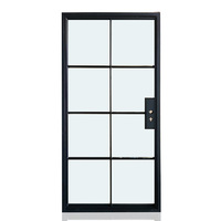 Puertas Sencillas de Acero con Vidrio Curvo Intercambiable para Entrada Principal de Casas, Rejillas Inteligentes de Vidrio Esmerilado para Interiores y Exteriores