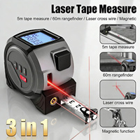 Télémètre laser 3-en-1 avec ruban métrique de 5 m, laser de 40 m avec ligne de visée et tête magnétique auto-rétractable