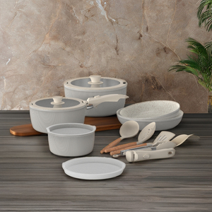 Rofee, nuevo estilo, 15 Uds., juego de utensilios de cocina, revestimiento antiadherente de mármol, juego de cocina desmontable, utensilios de cocina forjados populares duraderos para acampar - Product Image 5