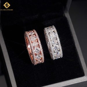 Anillo de Eternidad de Oro Sólido de 18K con Moissanita de Alta Calidad, Corte Brillante Redondo, Engaste Pavé, Chapado en Oro Rosa, Anillo de Boda de Lujo - Product Image 3