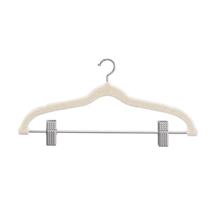 Flocked Clothes Hanger Set With <b>Clips</b> For Pants And Coats Space Saving <b>Hook</b> Type Organizer - Product Image 3