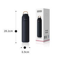 Bouteille d'eau sous vide isolée à l'hydrogène de 500ml en acier inoxydable facile à transporter avec sangle Logo gravé par les douanes Flacon thermique de voyage