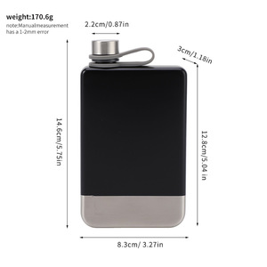 Mini-flasque carrée de 9 oz en gros, personnalisable, sans BPA, en acier inoxydable noir mat, pour whisky, vodka, liqueur, <span class=keywords><strong>alcool</strong></span>, de haute qualité, format poche - Product Image 5