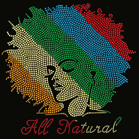 Transferts thermocollants personnalisés en usine pour T-shirts, motifs de strass pour coiffures afro