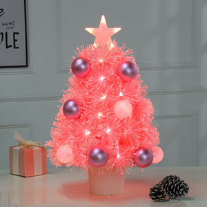 Co-Arts Navidad Arboles Small Xmas 2ft Tabletop Mini Fibra óptica Pink Christmas Tree Arbol De Navidad Indoor Home Decoration - Product Image 2