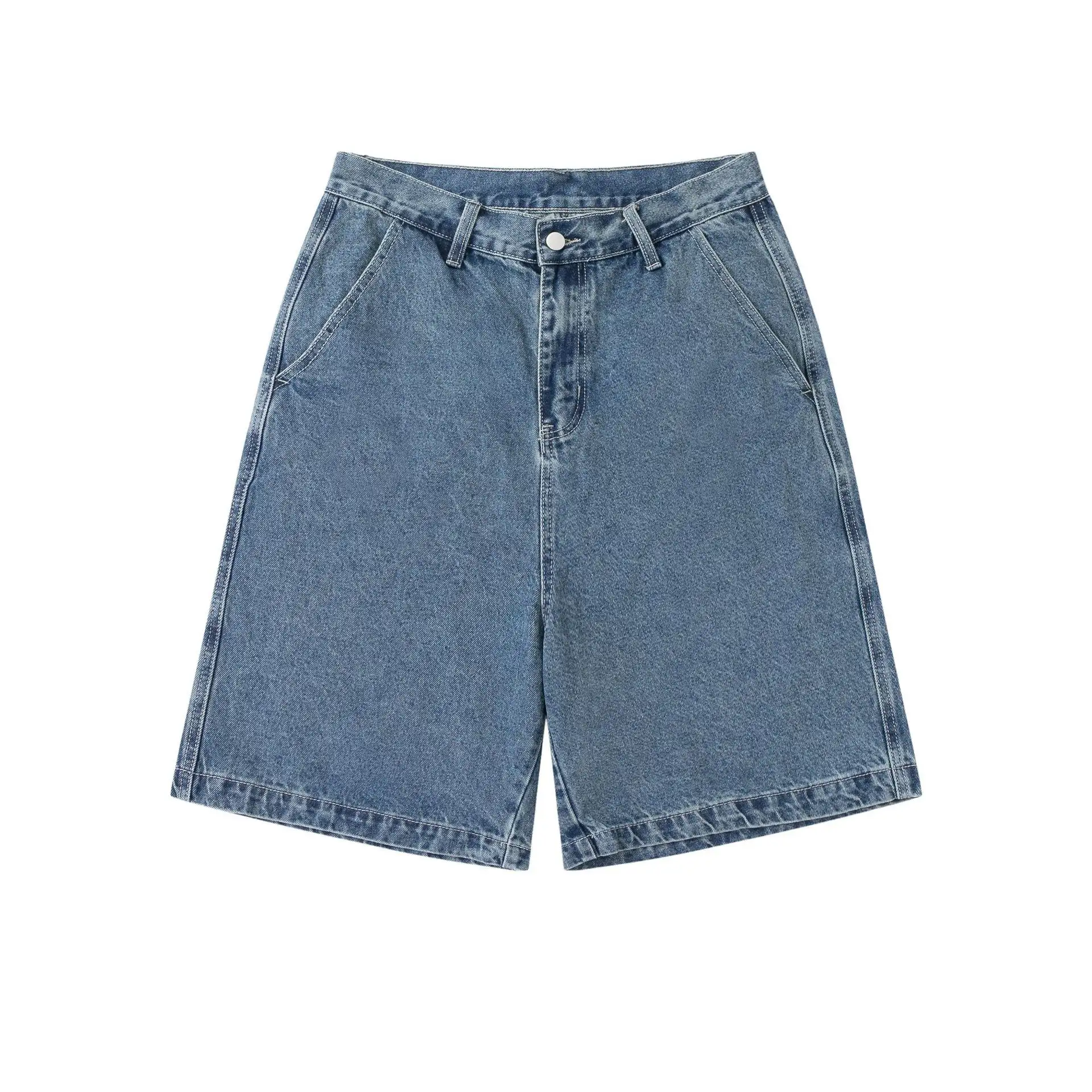 baggy fashion summer 2022 wholesale custom stretch plus size blue men jean shorts