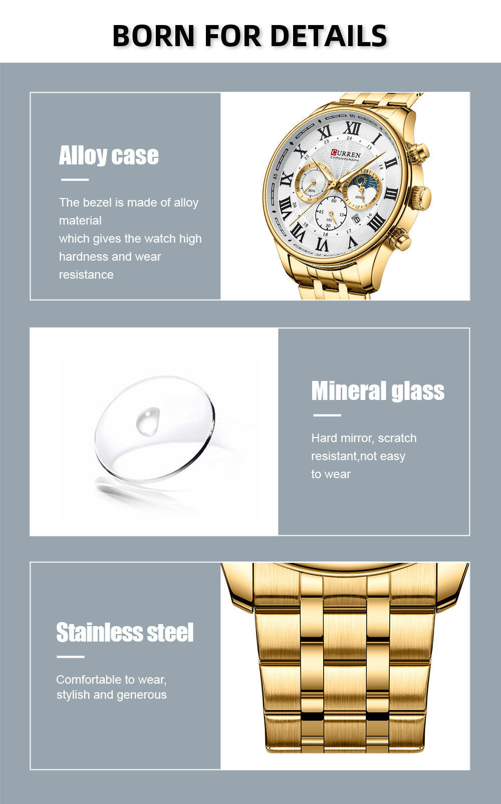CURREN 8427 Watch for Men Hot Selling 3ATM Waterproof Men's Watches Fashion Luminous Hands with Calendar Men's Sports Watches