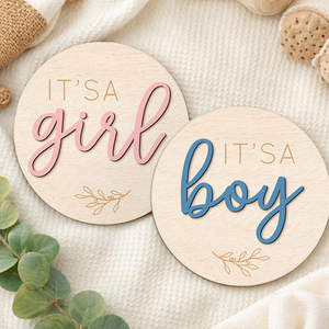 Targa in <span class=keywords><strong>Legno</strong></span> Incisa Moderna 'Hello World' per Annuncio Nascita, Carta per Traguardi del Bambino - Product Image 5