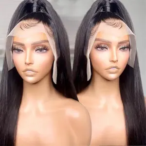 Perruque Lace Front Wig naturelle 360 HD, perruques Full Lace Frontal transparentes, vente en gros, vente en gros, cheveux indiens bruts, tissage et perruques