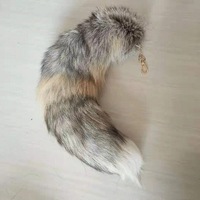 Porte-clés en queue de renard naturel de haute qualité, pendentif de cheveux véritable en or bleu blanc