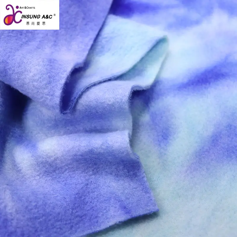Perfect Quality Fluffy All Polyester Polar Fleece Fabric With Tie Dye Pattern For Winter