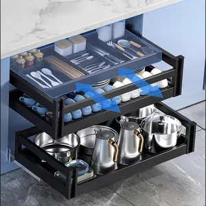Cesta de alumínio para prato e bandeja tipo gaveta, cesta multifuncional para cozinha, prato e gaveta, recipiente removível
