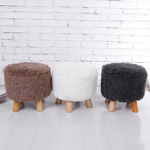 Repose-pieds en bois massif avec housse amovible 30x30 cm, tabouret ottoman de style scandinave au design moderne - Product Image 2