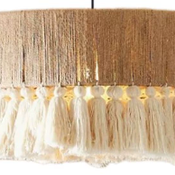 <span class=keywords><strong>Lampadario</strong></span> a Sospensione Ecologico Artigianale in Macramè con Nappine Intrecciate in Corda e Rattan LED - Product Image 2