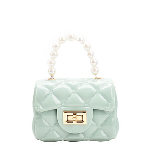 Manufacturer Girls <b>Small</b> Jelly Bag PVC Pure Color Bag With Chain Pearl <b>Handbag</b> Women's Mini Bag Tanjing - Product Image 1