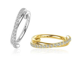 Anneaux de nez en acier inoxydable avec zircon, design géométrique rond, fermeture ouvrante, pour piercing, bijoux, cadeau - Product Image 1