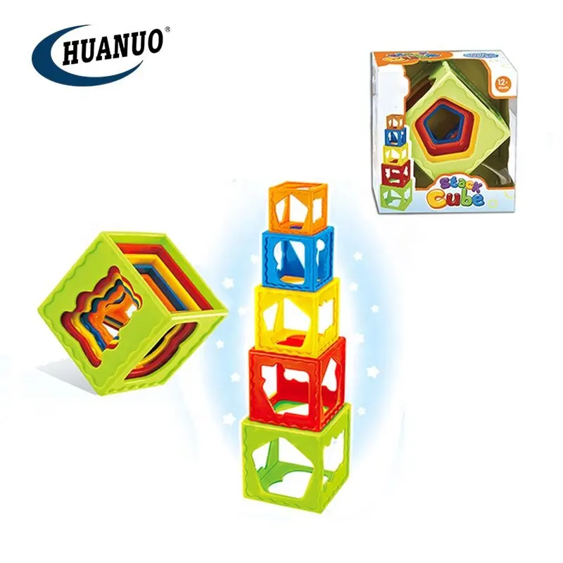 Baby educational intelligent activity stacking toys plastic cube stack up cup toys