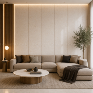 Dalle de pierre naturelle Trocadero Gold, décoration intérieure de luxe, détails dorés chauds, surface élégante de qualité supérieure, design architectural - Product Image 5