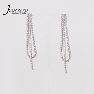Mode luxe véritable plaqué or strass Long gland brillant cristal boucles d'oreilles pendantes respectueux de l'environnement unisexe - Product Image 6