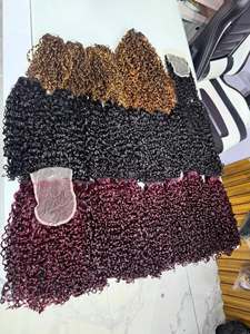 Extensions de cheveux humains bruts bouclés birmans, doux, brésiliens, type Kinky Wick Curls, non traités, 100% vierges, lots de cheveux 4C - Product Image 5