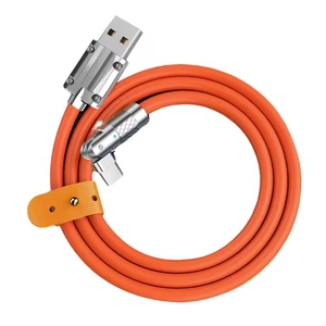 120W 180 độ quay khuỷu tay Cáp dữ liệu Silicone lỏng USB C Loại C 6A nhanh sạc cáp dữ liệu - Product Image 1