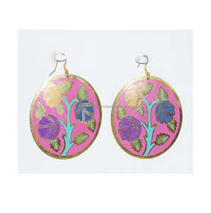 ต่างหูวงกลมสีน้ำเงินแบบชนบท1995เครื่องประดับทองต่างหูดอกทานตะวันตอกสีชมพูยาวเครื่องประดับเครื่องแต่งกายผู้หญิง - Product Image 1