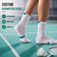 Chaussettes de badminton personnalisées avec logo, respirantes, mi-mollet, plusieurs styles, chaussettes de sport pour sports en salle