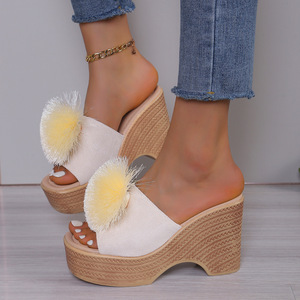 Liu Ming Phổ Biến Thời Trang Bán Buôn 2024 Mùa Hè Lông Thú Giản Dị Lông Dép Đi Trong Nhà Dép Phẳng Cho Phụ Nữ - Product Image 6