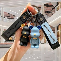 Pendentif en acier inoxydable motif Ours Nordique de dessin animé, petit et stylé, porte-clés amusant pour sac à dos, cadeau et ornement pour couple