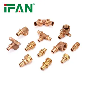 IFAN Alta Qualidade PEX Encaixe De Tubulação Rosca 16mm 32mm Materiais De Encanamento Cotovelo Tee Bronze PEX Acessórios