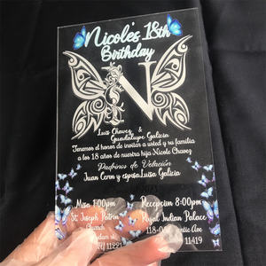 Vente <span class=keywords><strong>en</strong></span> gros de cartes d'invitation de <span class=keywords><strong>mariage</strong></span> <span class=keywords><strong>en</strong></span> <span class=keywords><strong>plexiglas</strong></span> floral et feuille d'or pour fête d'anniversaire - Product Image 6