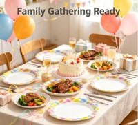 Assiettes en papier jetables ovales à carreaux arc-en-ciel, grande taille, pour le dîner des fêtes de printemps, pour pique-nique en plein air