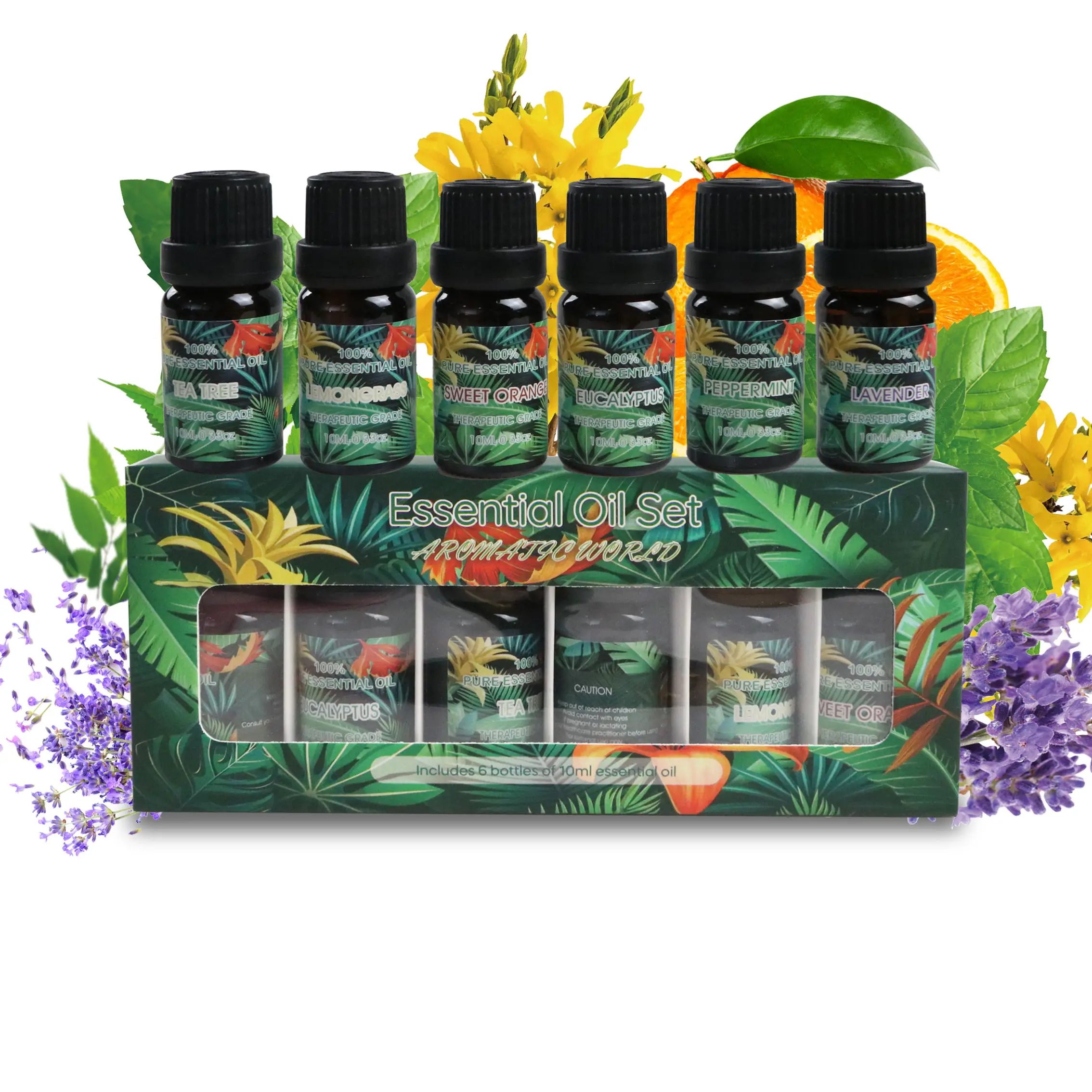 Conjunto de óleo essencial com aromaterapia, top 6 conjunto de óleo essencial natural para difusor
